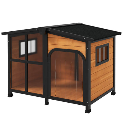 43" L Wooden Dog House, Outdoor Waterproof Dog Kennel
