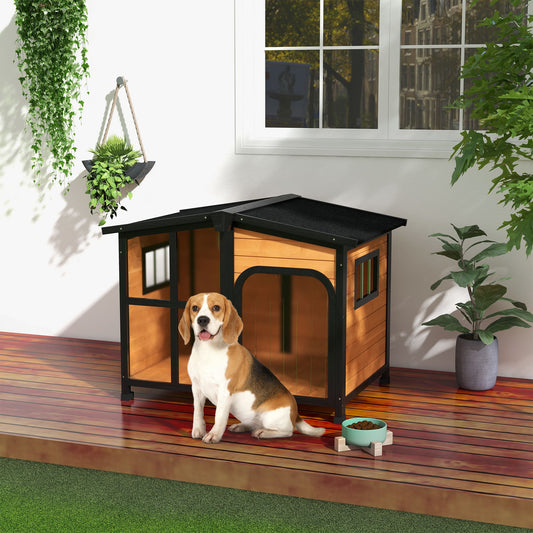 43" L Wooden Dog House, Outdoor Waterproof Dog Kennel