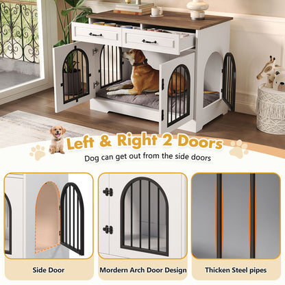 43.3" Dog Crate Furniture, Heavy Duty Indoor Dog Kennel with 2