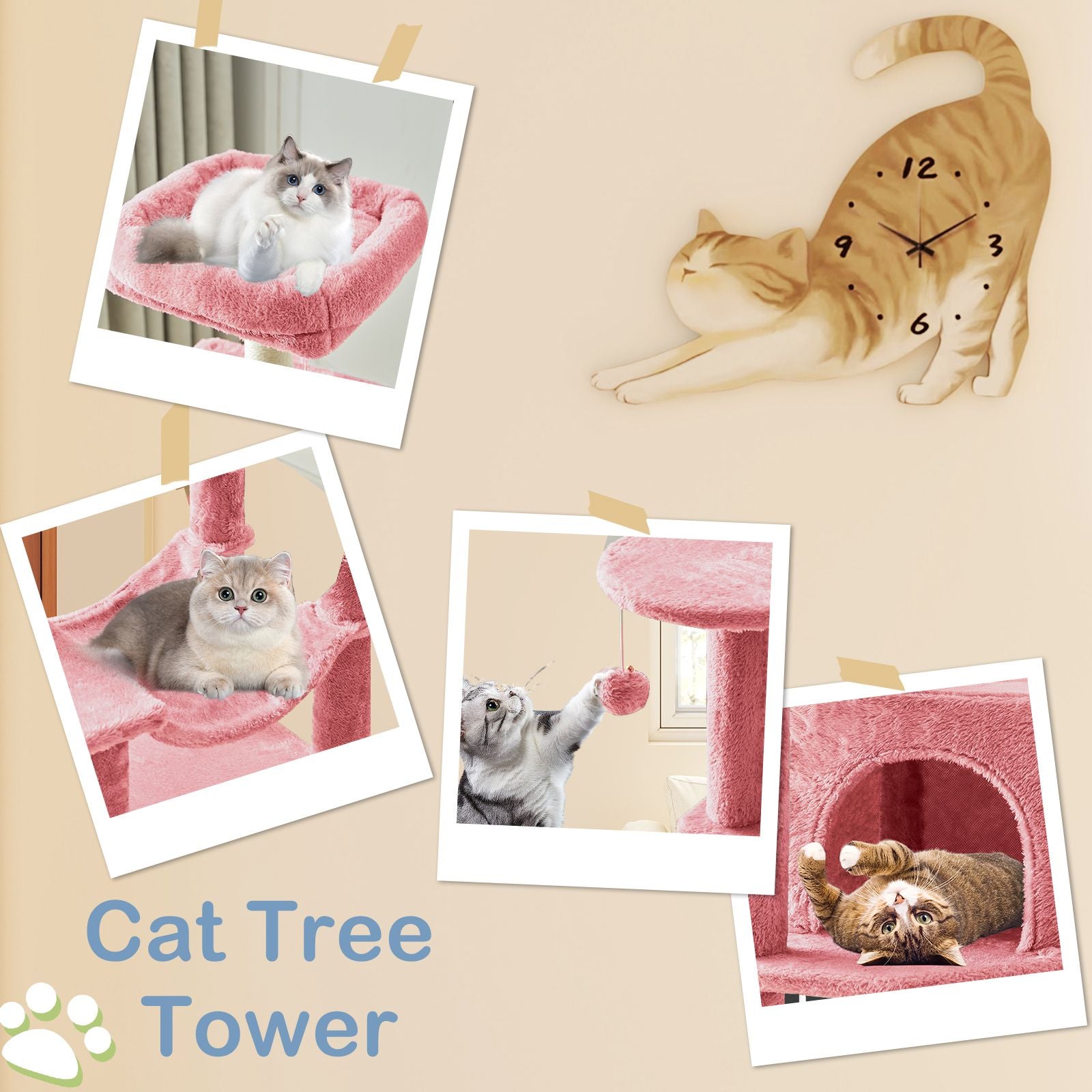 Inch Cat Tree Tower, Multi-Cat Climbing Tower With, Natural Sisal