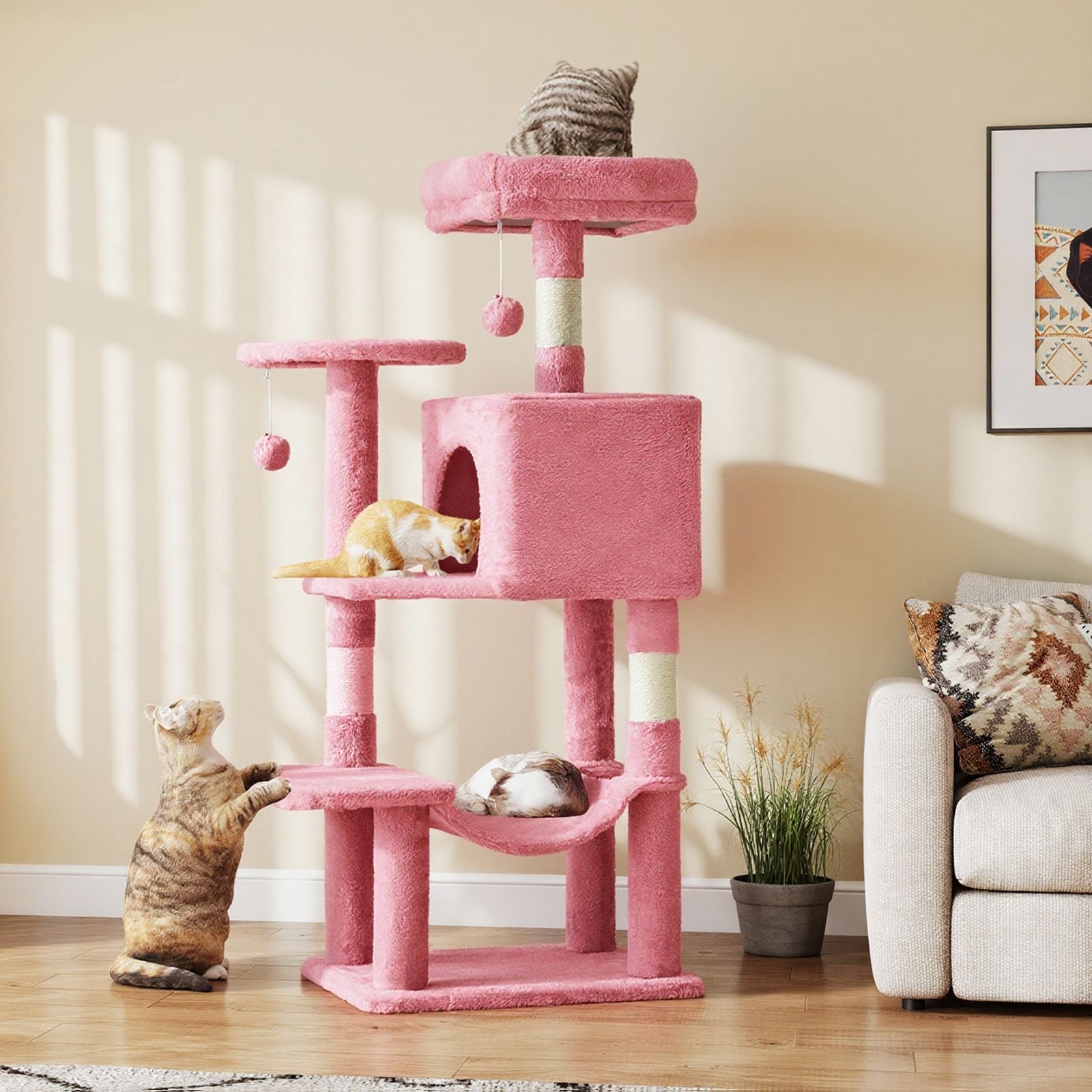 Inch Cat Tree Tower, Multi-Cat Climbing Tower With, Natural Sisal