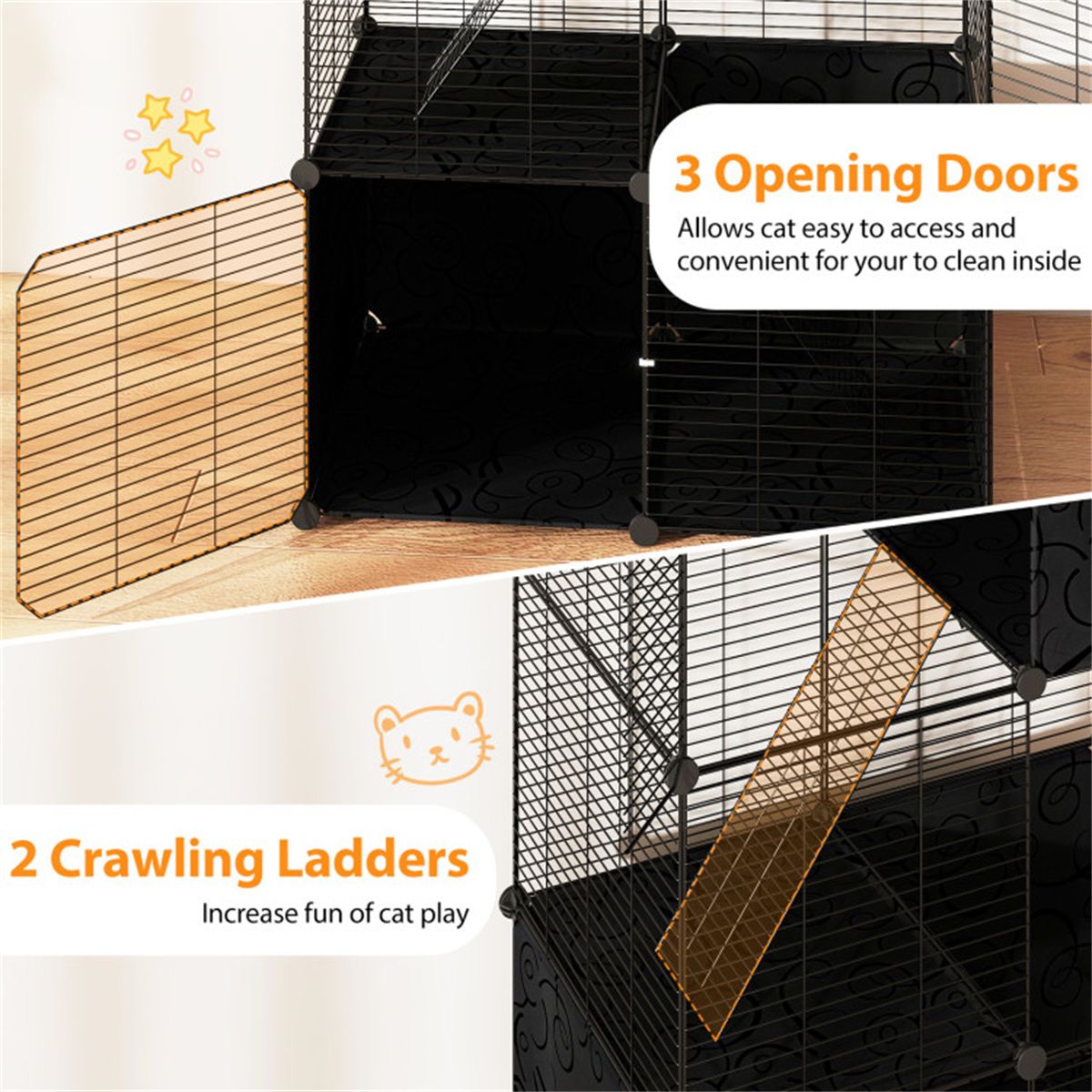 44" Multi-Level Cat Tree Indoor with Sisal Scratching Posts Condo