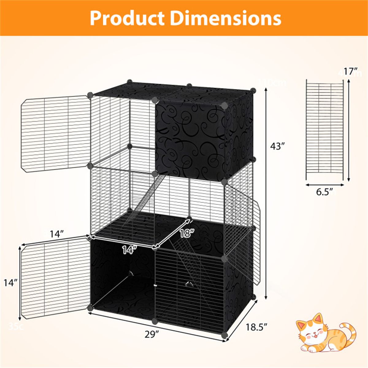 44" Multi-Level Cat Tree Indoor with Sisal Scratching Posts Condo