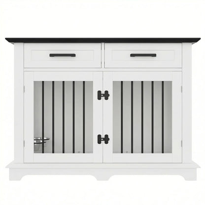 44.48" Large Dog Crate Furniture, Indoor Wooden Dog Kennel End