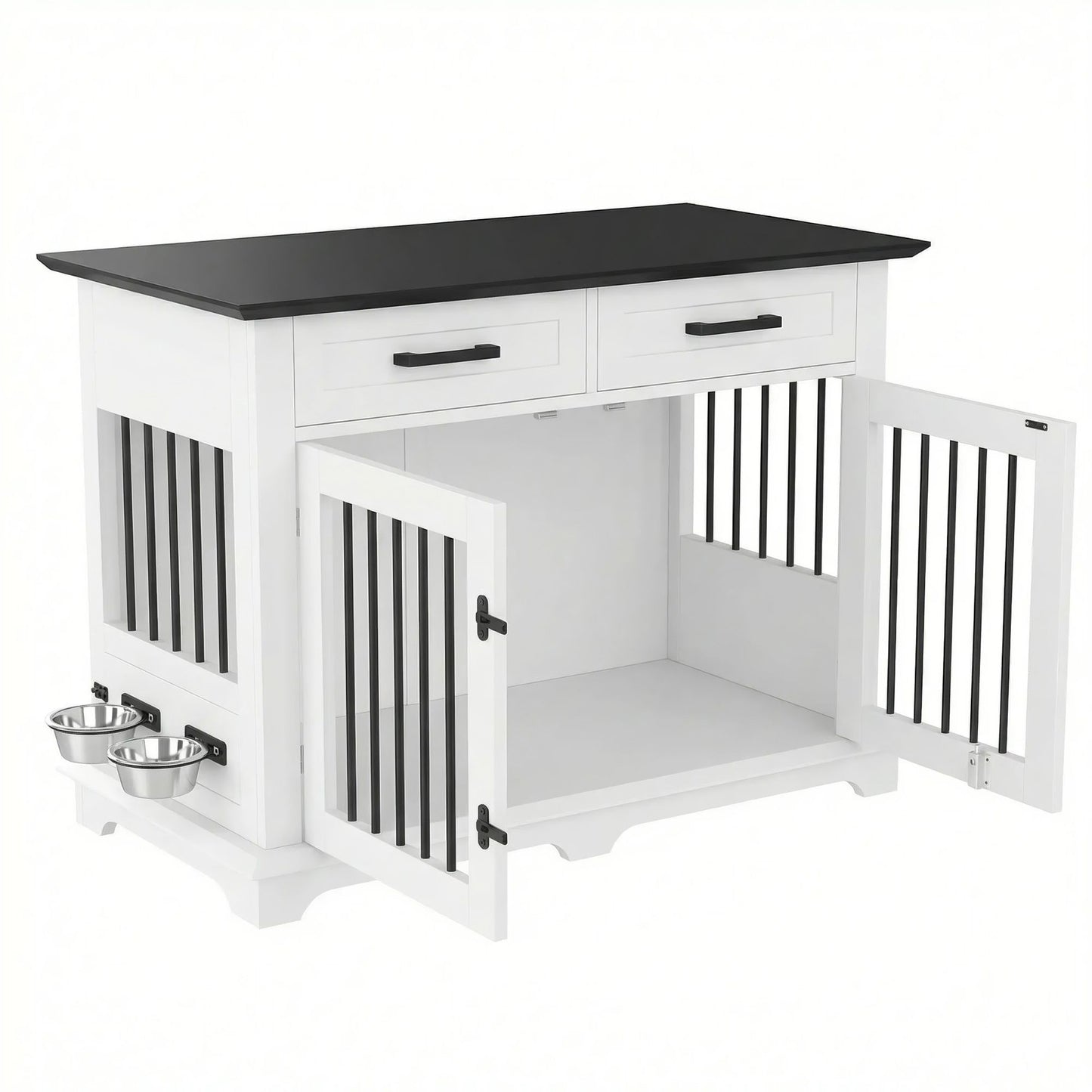 44.48" Large Dog Crate Furniture, Indoor Wooden Dog Kennel End