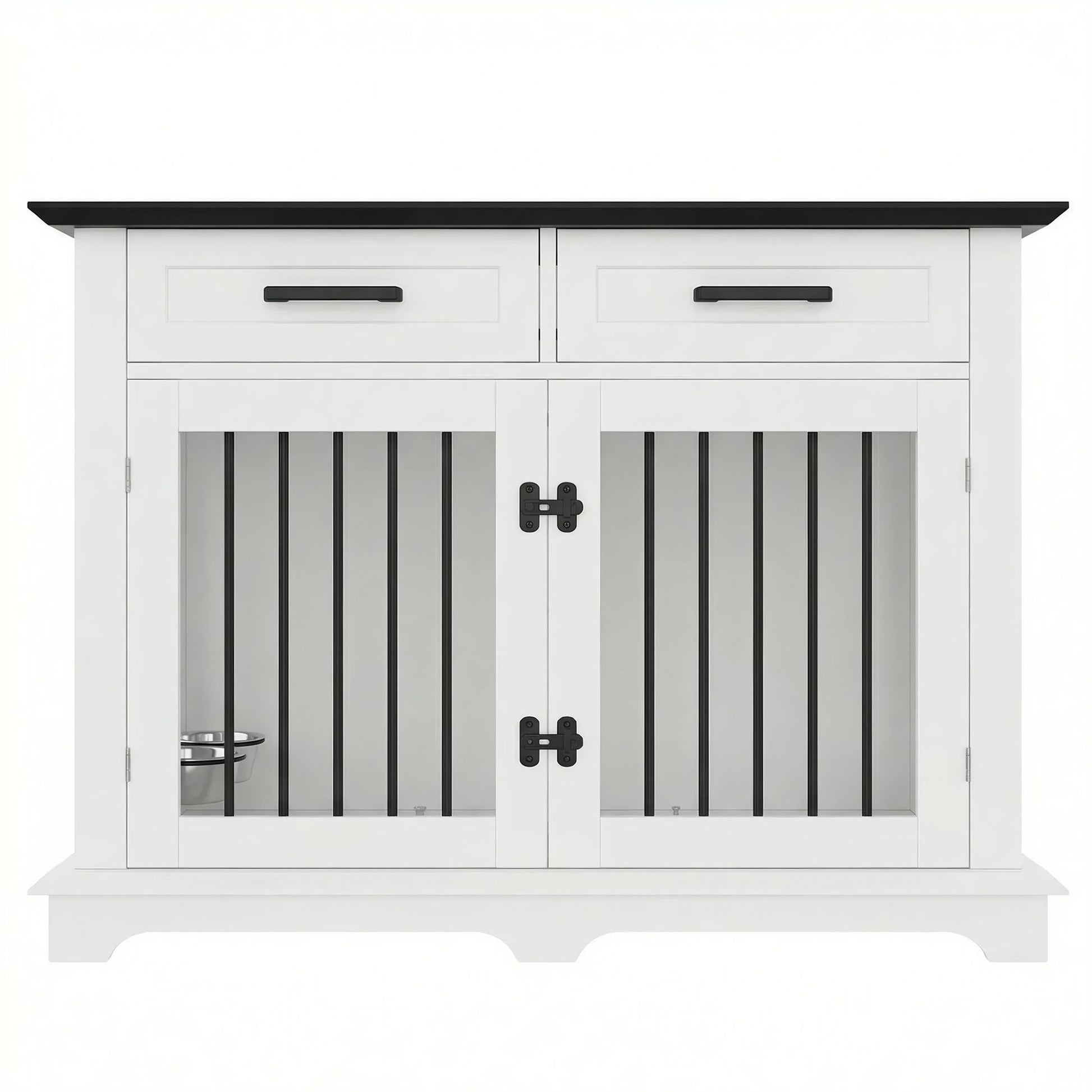 44.48" Large Dog Crate Furniture, Indoor Wooden Dog Kennel End
