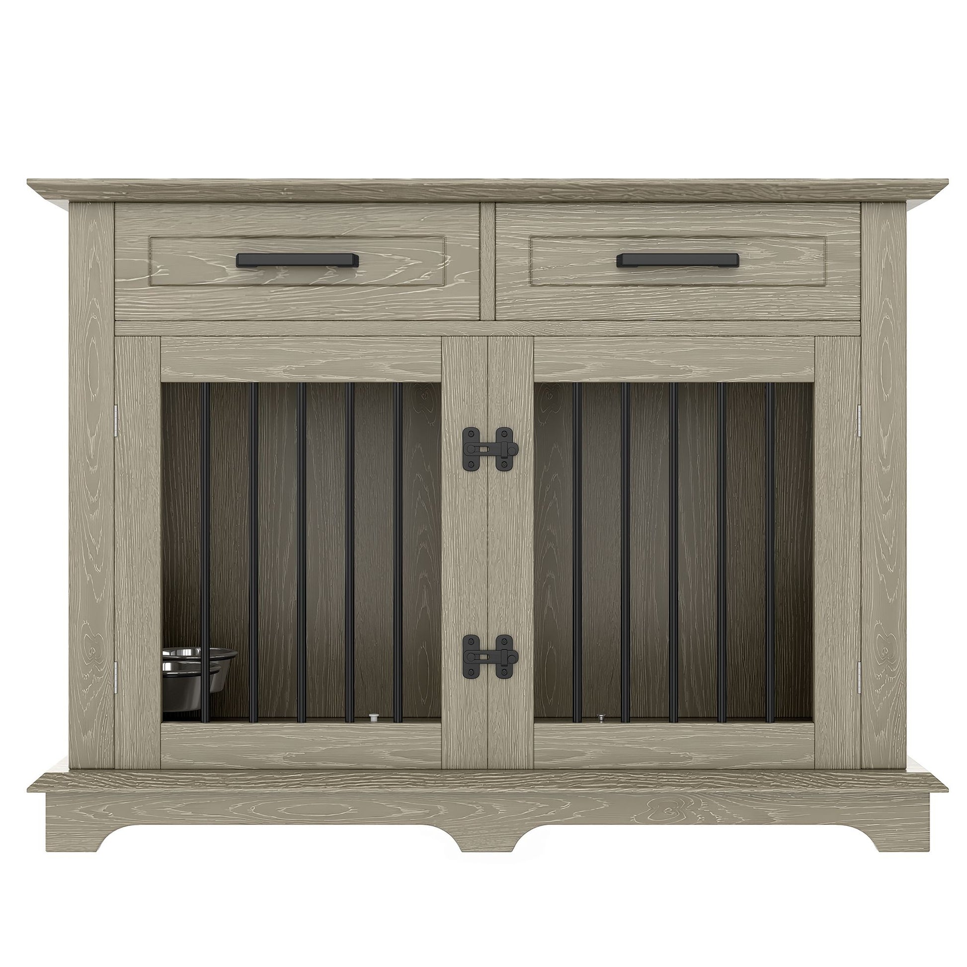 44.48" Large Dog Crate Furniture, Indoor Wooden Dog Kennel End