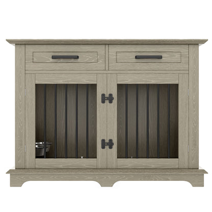 44.48" Large Dog Crate Furniture, Indoor Wooden Dog Kennel End