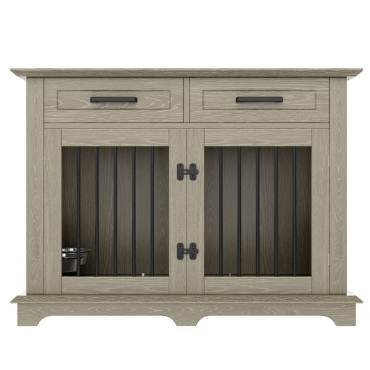 44.48" Large Dog Crate Furniture, Indoor Wooden Dog Kennel End