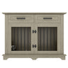 44.48" Large Dog Crate Furniture, Indoor Wooden Dog Kennel End, Gray/Brown/Black,White