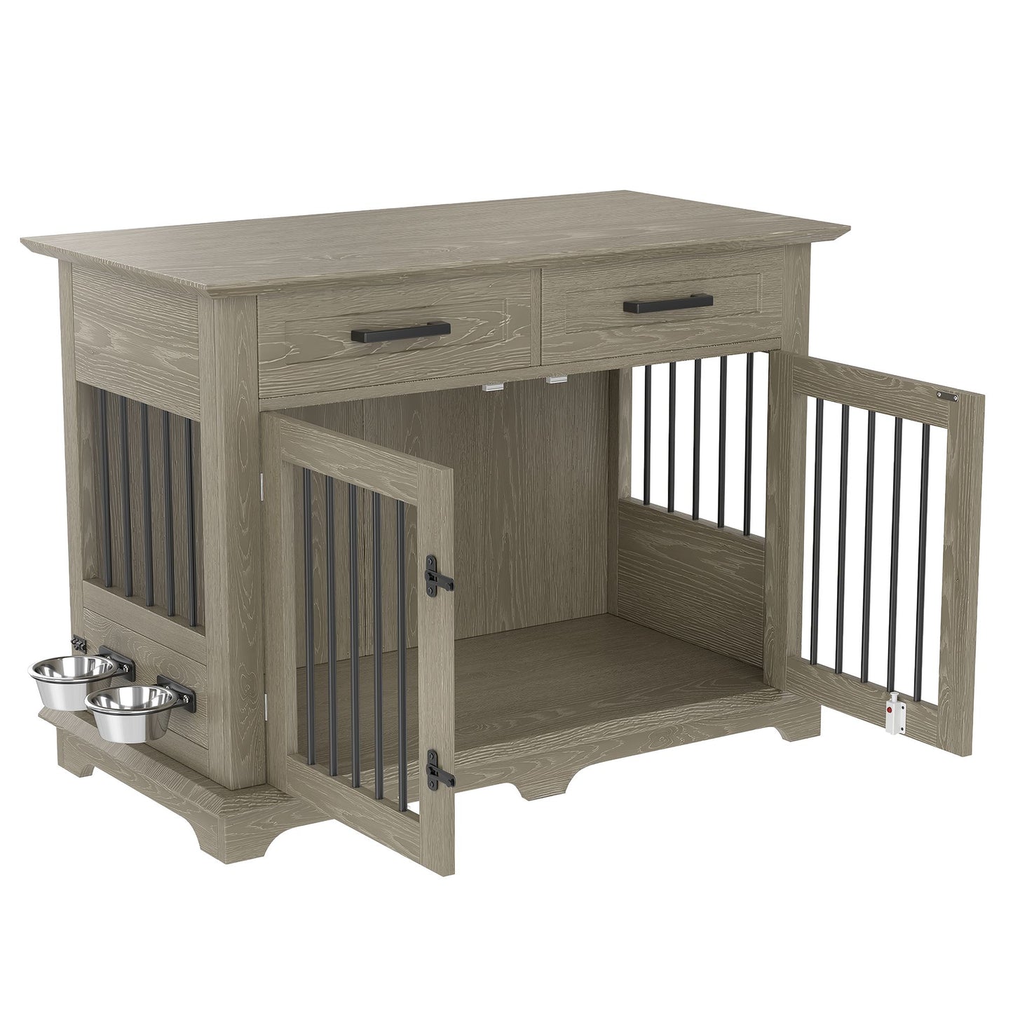 44.48" Large Dog Crate Furniture, Indoor Wooden Dog Kennel End