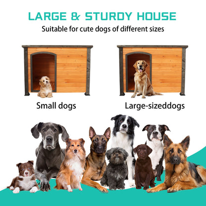 45"Dog House Outdoor and Indoor Wooden Kennel, Winter Strap