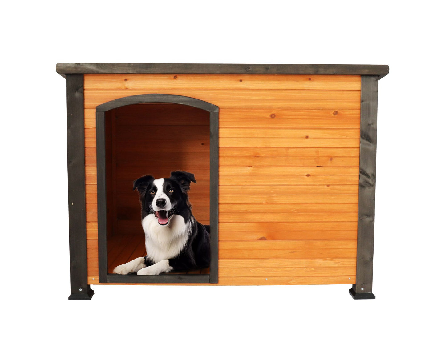 45"Dog House Outdoor and Indoor Wooden Kennel, Winter Strap