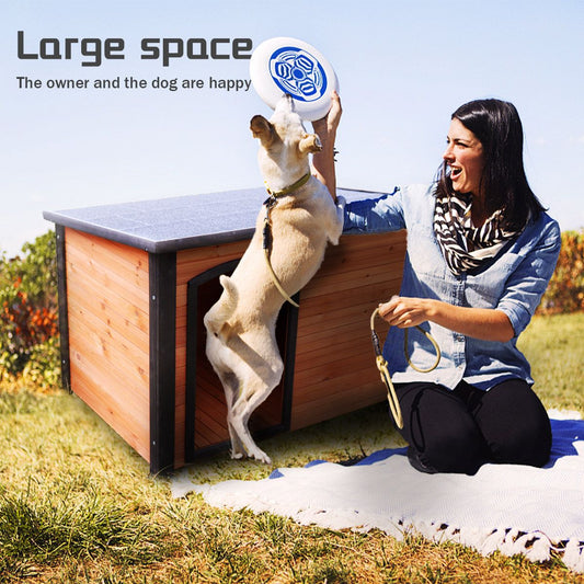 45"Dog House Outdoor and Indoor Wooden Kennel, Winter Strap