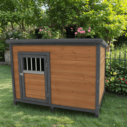 45"large Solid Wood Dog House, Waterproof PVC Plastic Roof