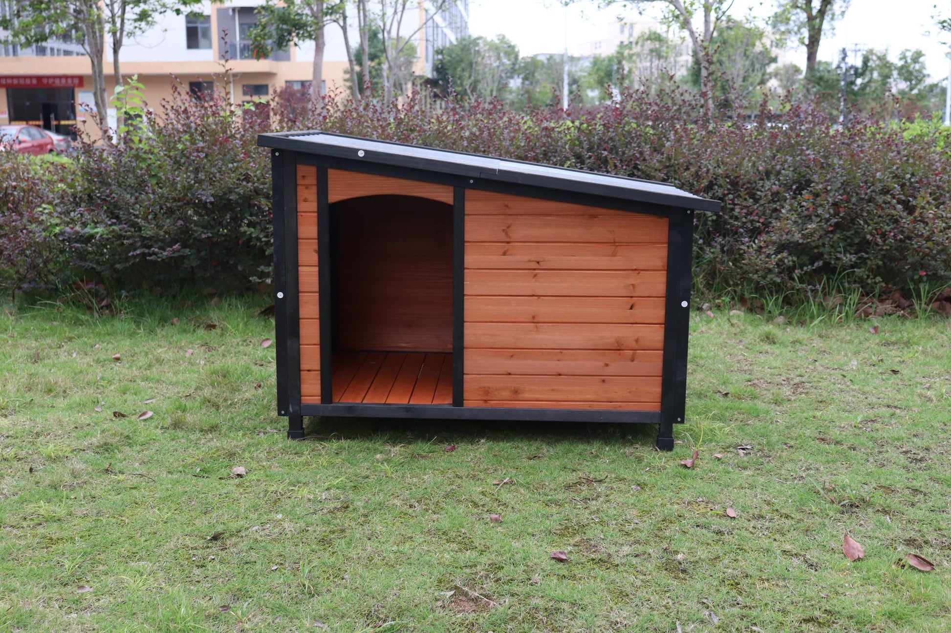 46"Dog House Outdoor & Indoor Wooden Dog Kennel for Winter
