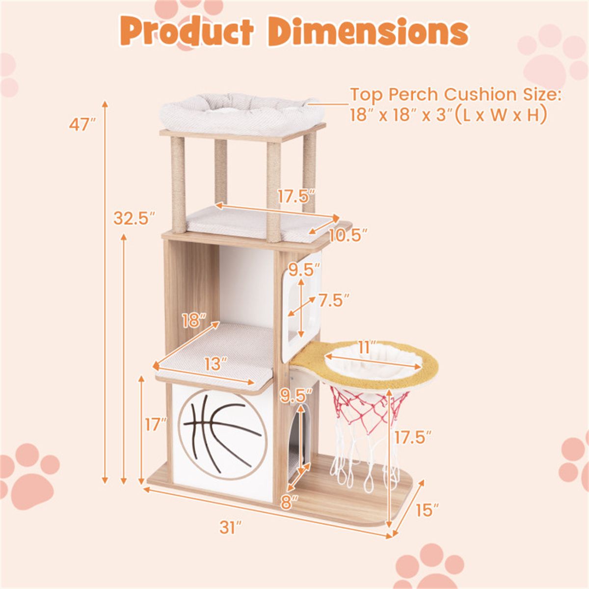 Inches Wooden Cat Condo