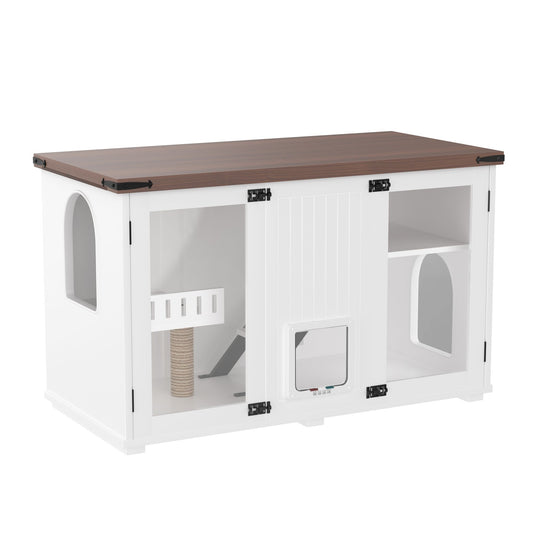 47.25" Large Cat Litter Box Enclosure with LED Light, Hidden Litter