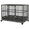 48" Heavy Duty Dog Crate Metal Cage Kennel with Lockable Wheels