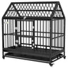 48" Heavy Duty Dog Crate with 4 Lockable Wheels, Double Doors