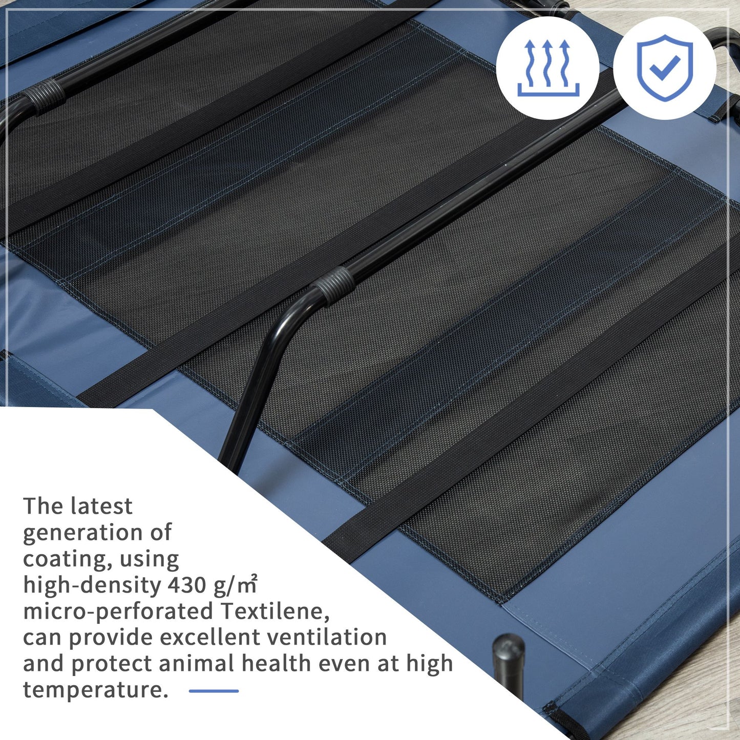 Elevated Breathable Dog Bed with Carry Bag Dark Blue