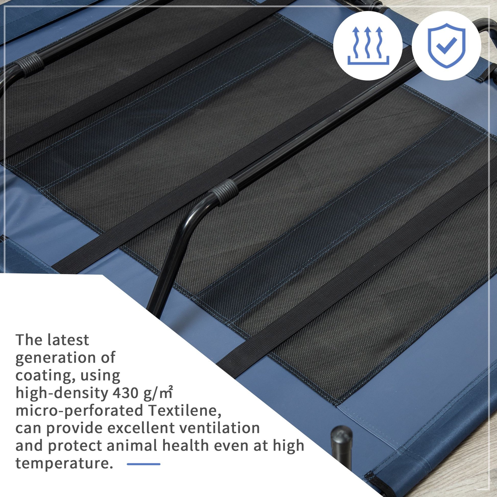 Elevated Breathable Dog Bed with Carry Bag Dark Blue