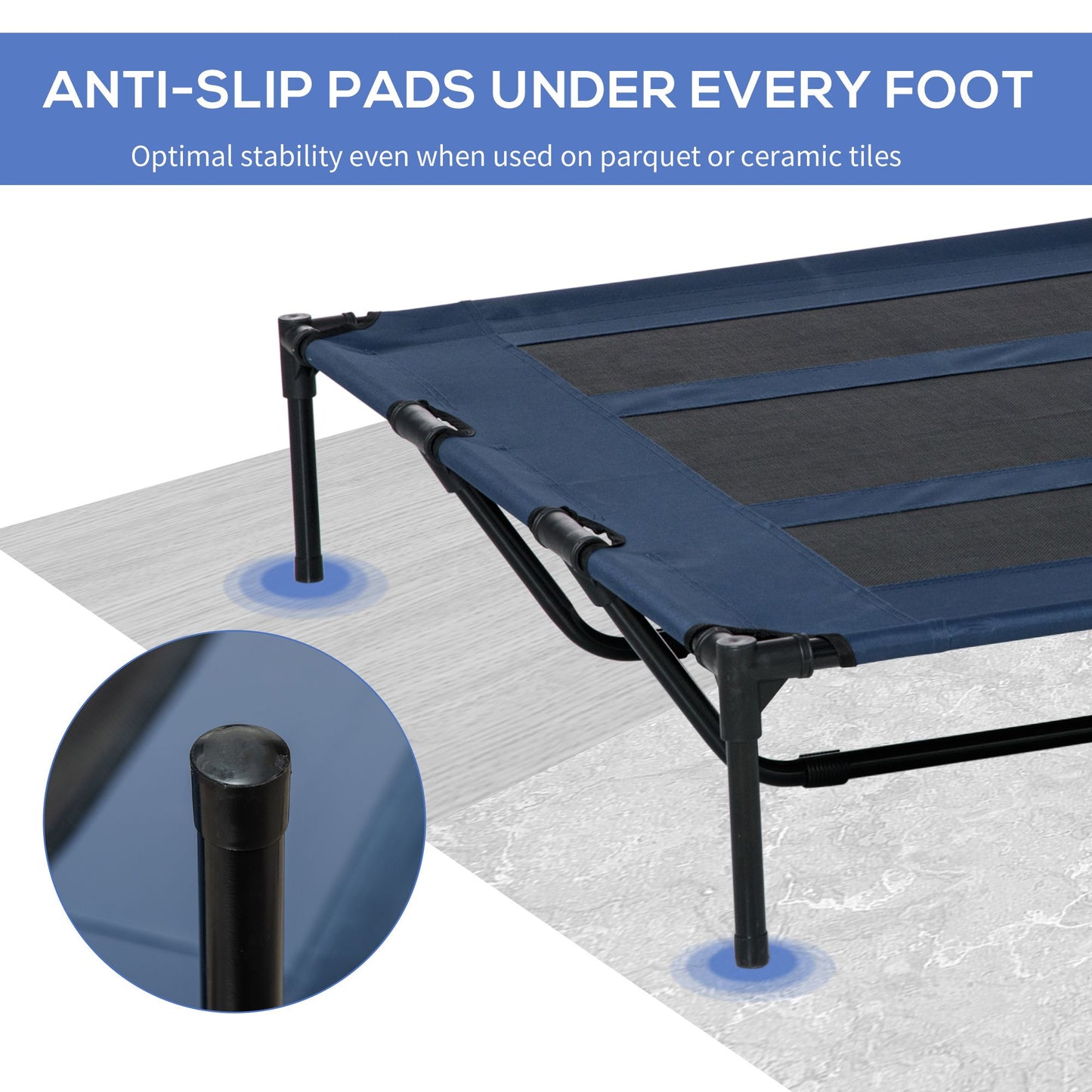 Elevated Breathable Dog Bed with Carry Bag Dark Blue