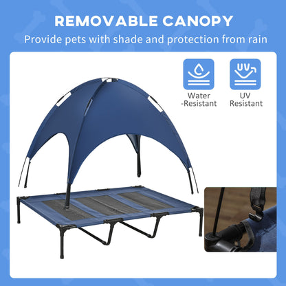 Elevated Portable Dog Cot Cooling Pet Bed with UV Protection Canopy