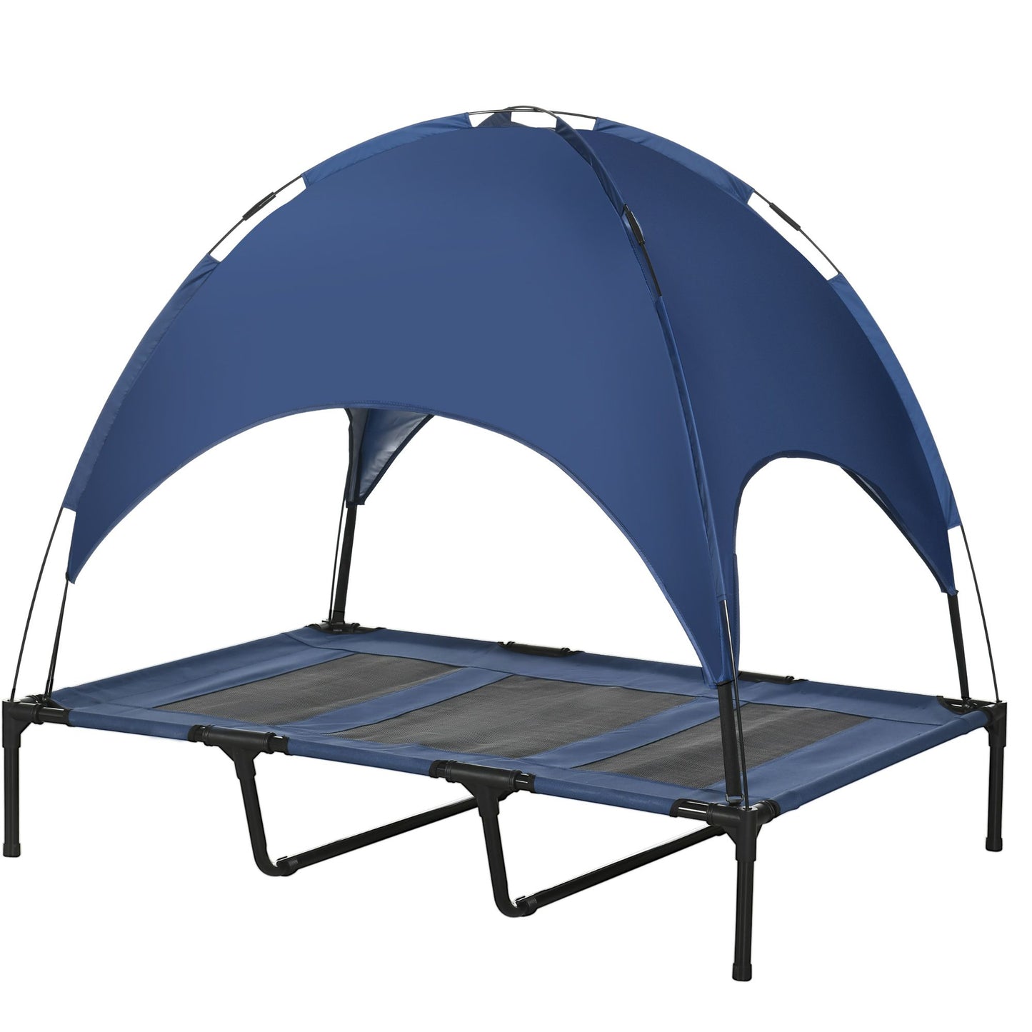 Elevated Portable Dog Cot Cooling Pet Bed with UV Protection Canopy