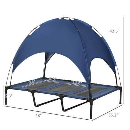 Elevated Portable Dog Cot Cooling Pet Bed with UV Protection Canopy