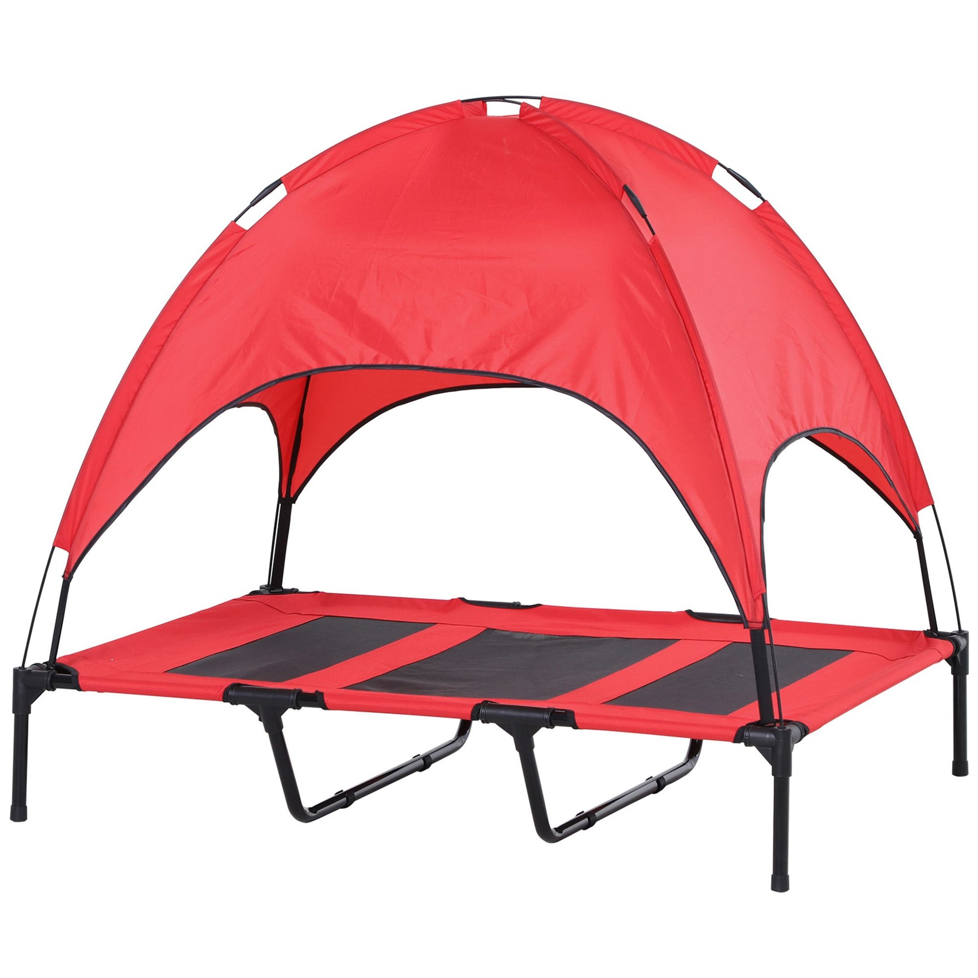 Elevated Portable Dog Cot Cooling Pet Bed with UV Protection Canopy