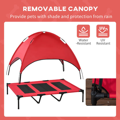 Elevated Portable Dog Cot Cooling Pet Bed with UV Protection Canopy