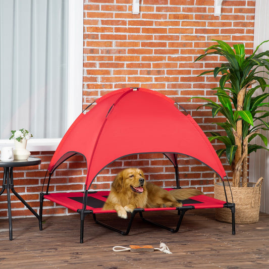 Elevated Portable Dog Cot Cooling Pet Bed with UV Protection Canopy