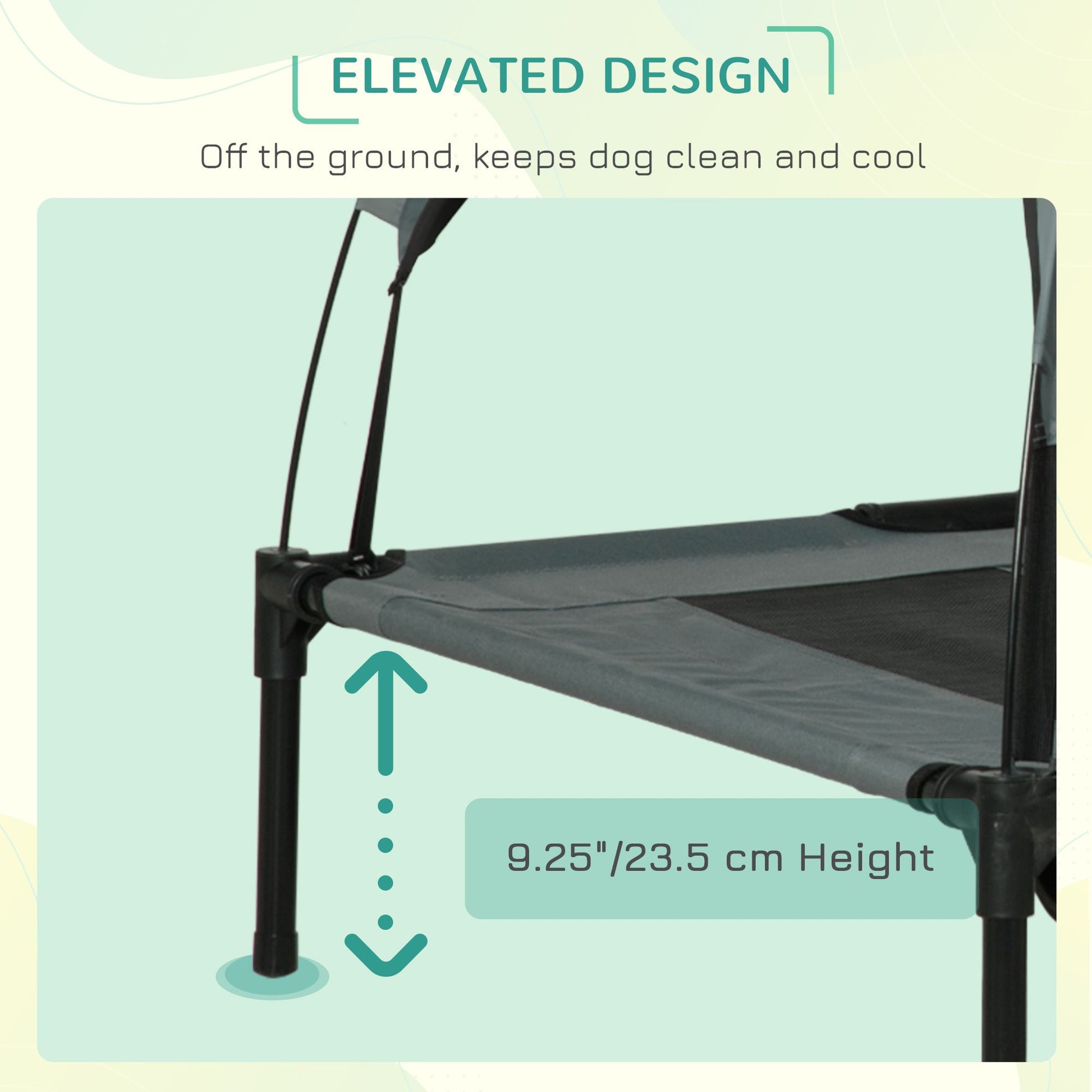 Elevated Portable Dog Cot Cooling Pet Bed with UV Protection Canopy