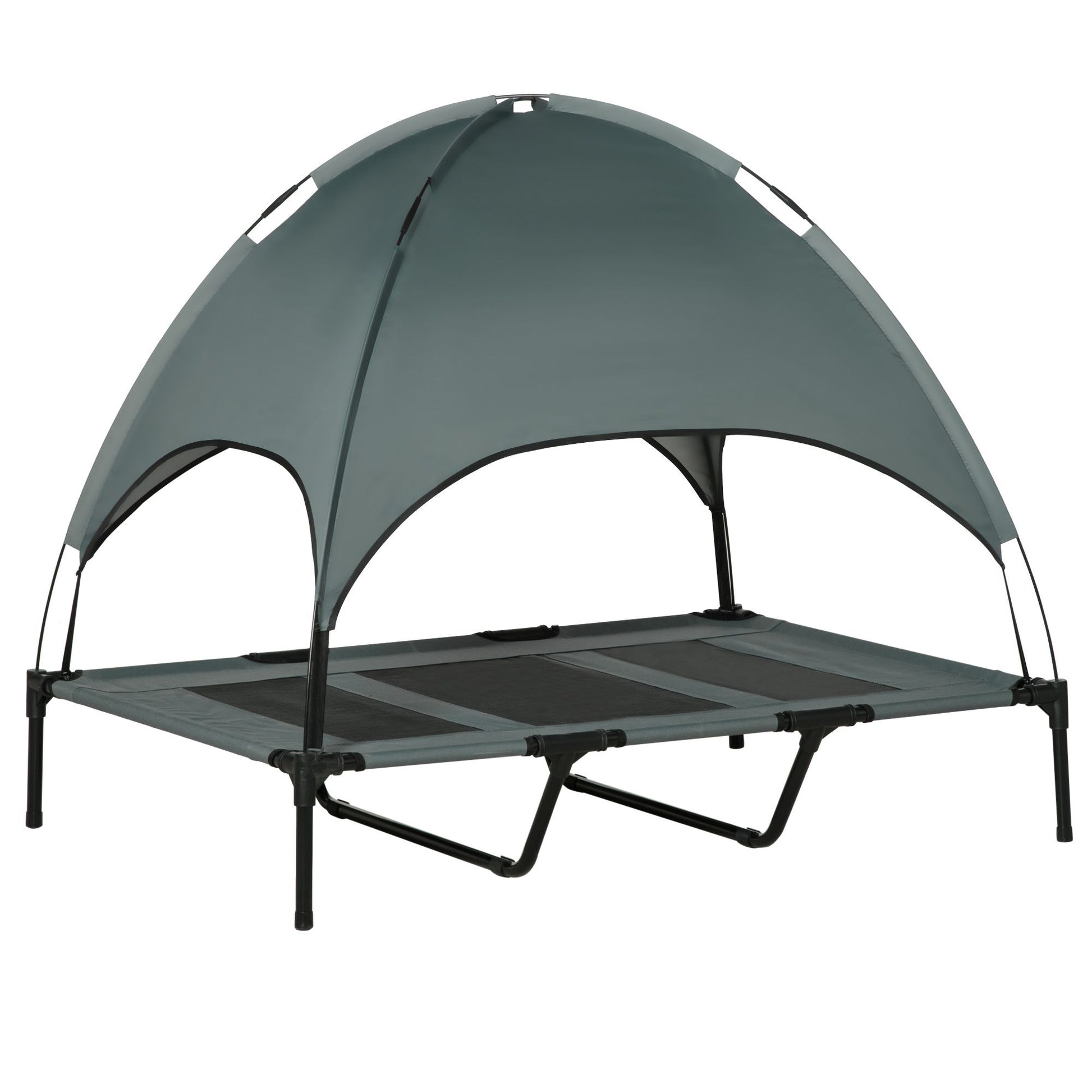 Elevated Portable Dog Cot Cooling Pet Bed with UV Protection Canopy