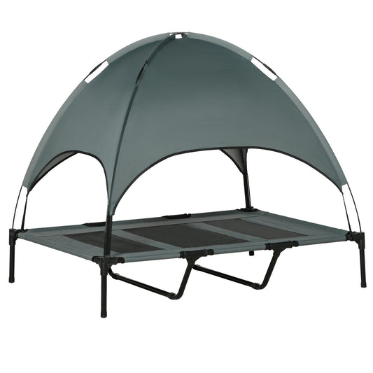 Elevated Portable Dog Cot Cooling Pet Bed with UV Protection Canopy