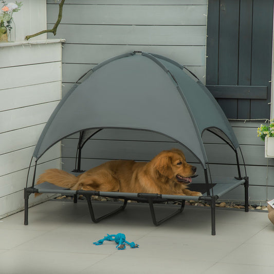 Elevated Portable Dog Cot Cooling Pet Bed with UV Protection Canopy