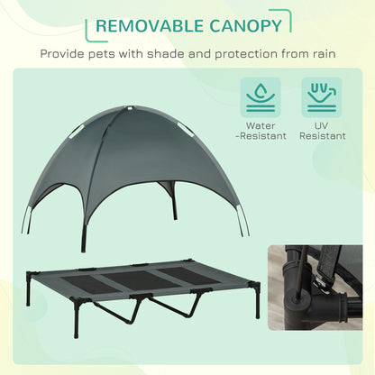 Elevated Portable Dog Cot Cooling Pet Bed with UV Protection Canopy