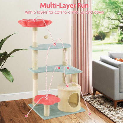Inch Tall Multi-Level Aesthetic Floral Kitten Tower