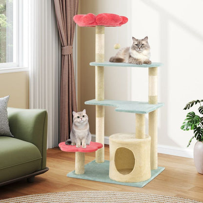 Inch Tall Multi-Level Aesthetic Floral Kitten Tower