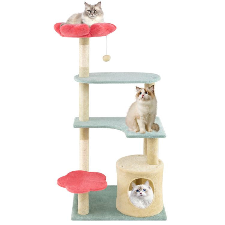 Inch Tall Multi-Level Aesthetic Floral Kitten Tower