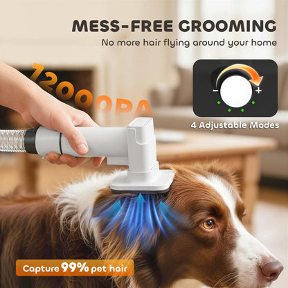 In 1 Dog Grooming Vacuum & Dryer with Clipper, 50dB Low Noise