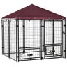 Outdoor Dog Kennel with Rotating Bowl Holders, Walk-in Pet Playpen
