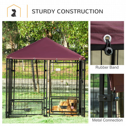 Outdoor Dog Kennel with Rotating Bowl Holders, Walk-in Pet Playpen