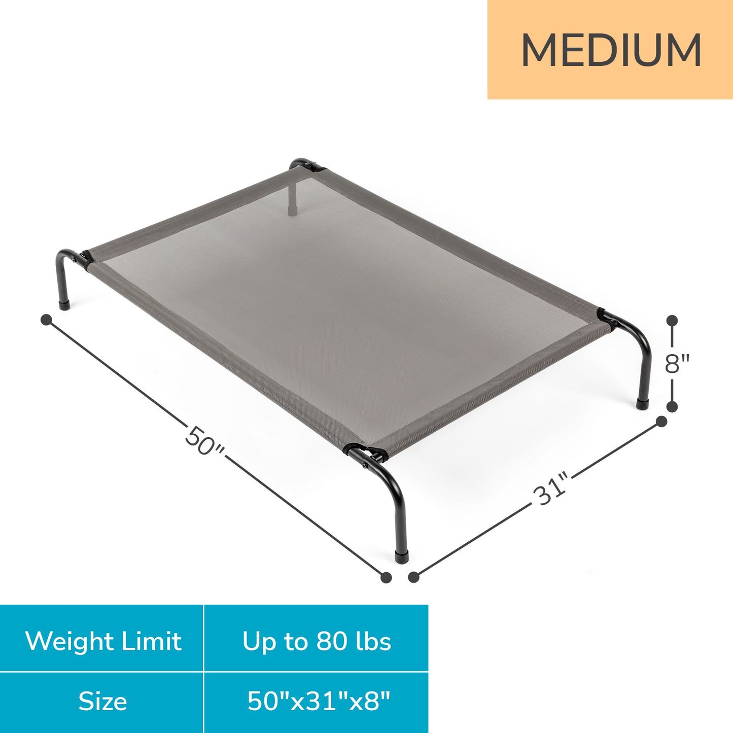 W X 8"H Dog Bed Gray