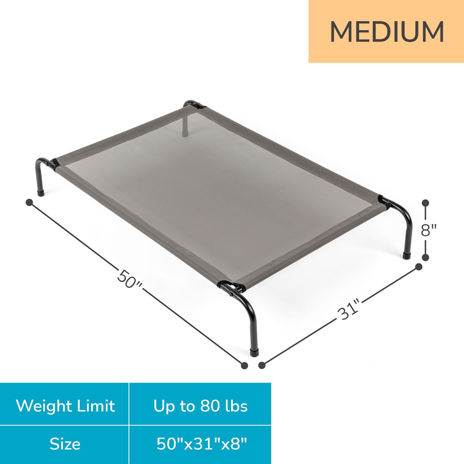 W X 8"H Dog Bed Gray