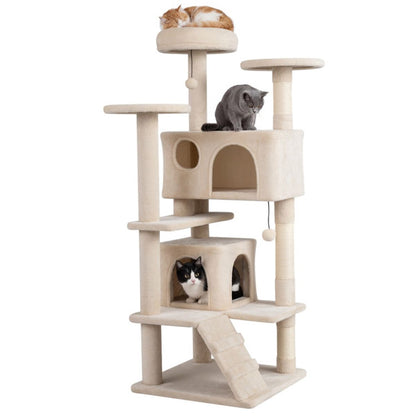 52" Tall Cat Tree Tower with Perches & Condos, Multi-Cat Playground
