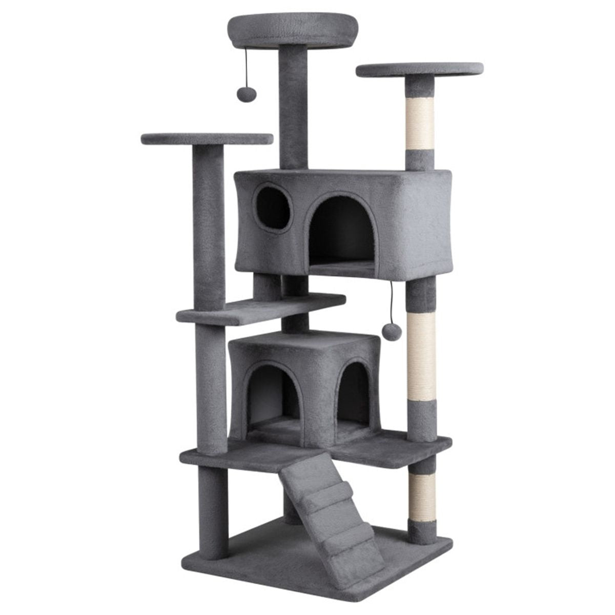 52" Tall Cat Tree Tower with Perches & Condos, Multi-Cat Playground