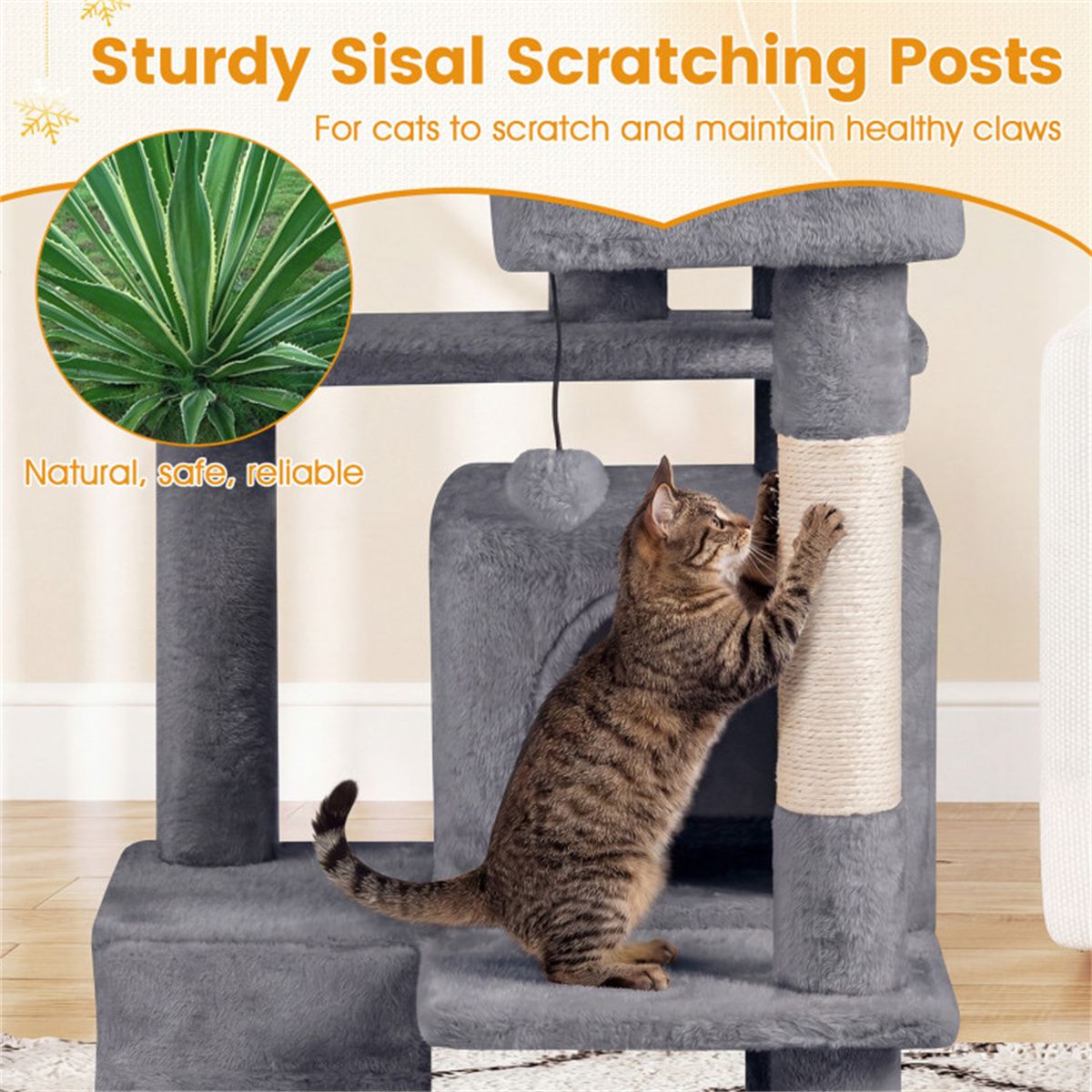 52" Tall Cat Tree Tower with Perches & Condos, Multi-Cat Playground
