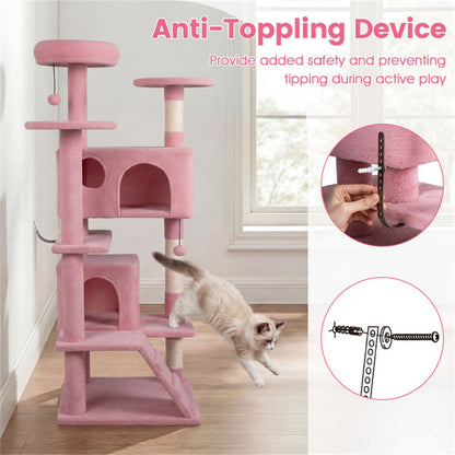 52" Tall Cat Tree Tower with Perches & Condos, Multi-Cat Playground